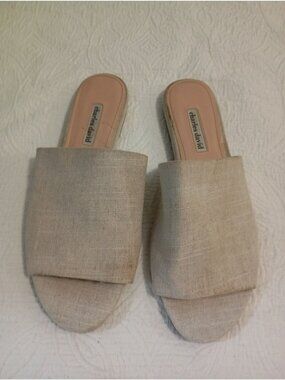 Charles David Womens Beige Linen Slide Sandals Size 11M